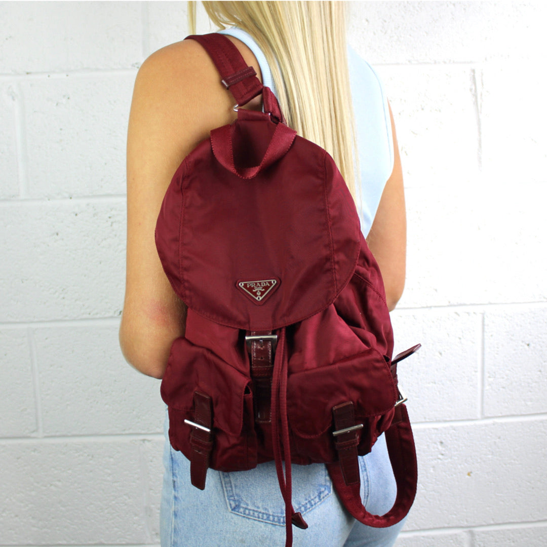 Prada Red Nylon Bagpack