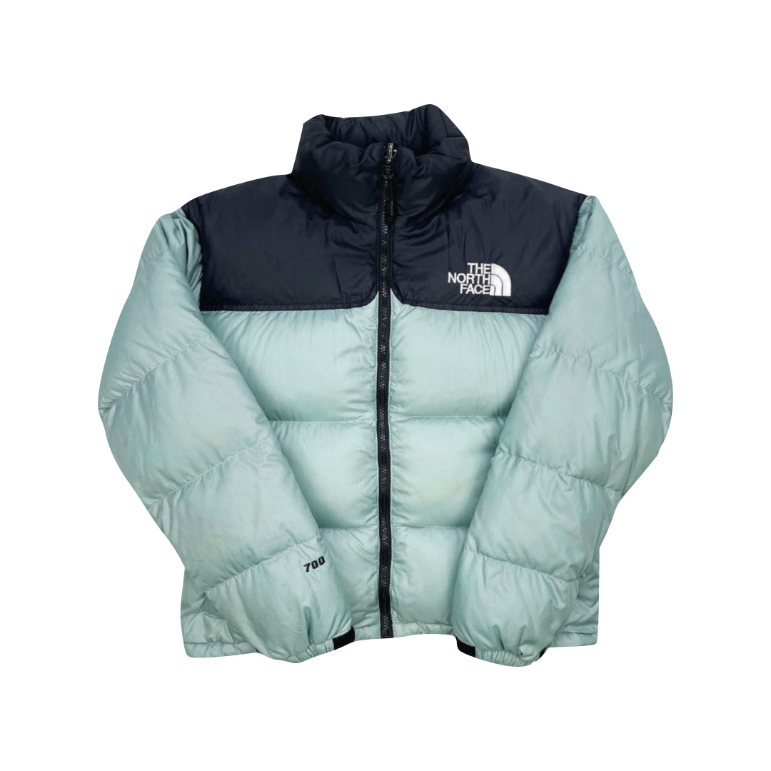 The North Face Womens Eggshell Green / Blue Puffer Jacket