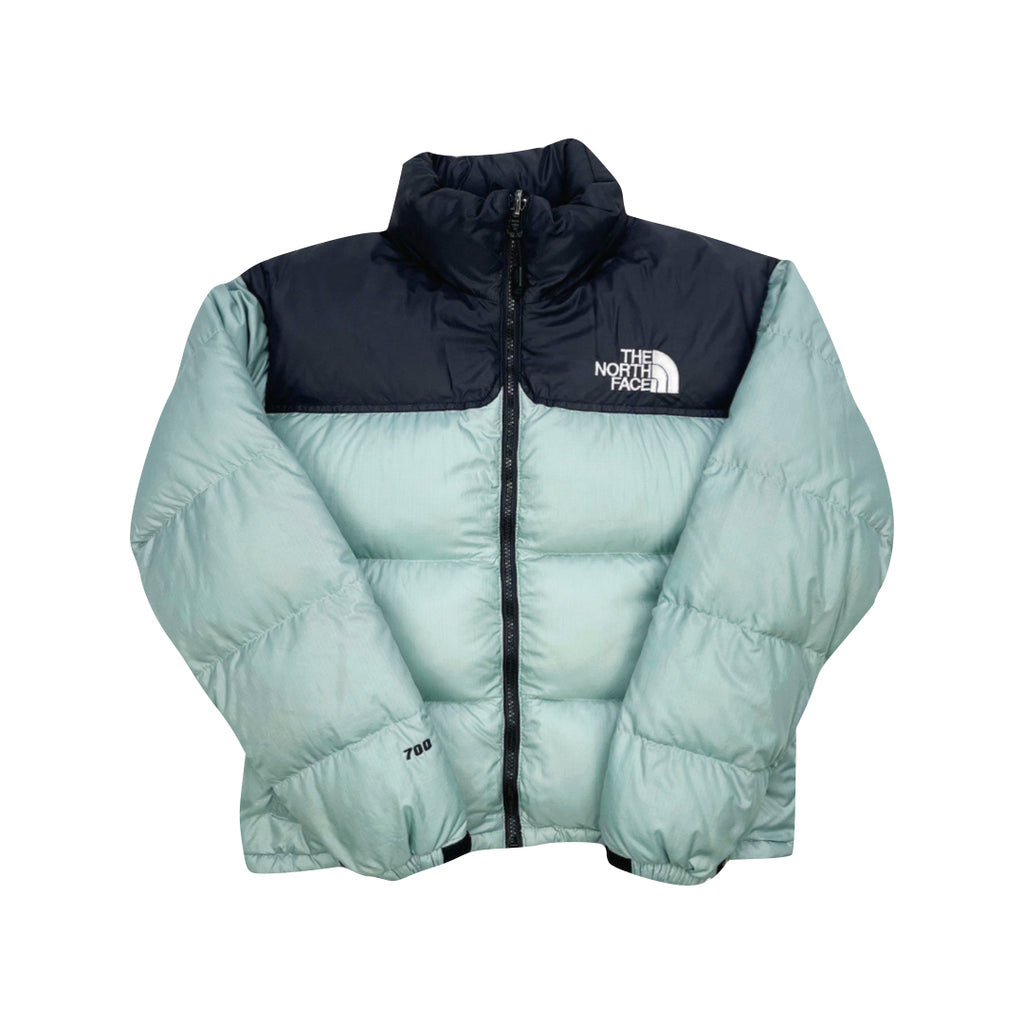 The North Face Womens Eggshell Green / Blue Puffer Jacket